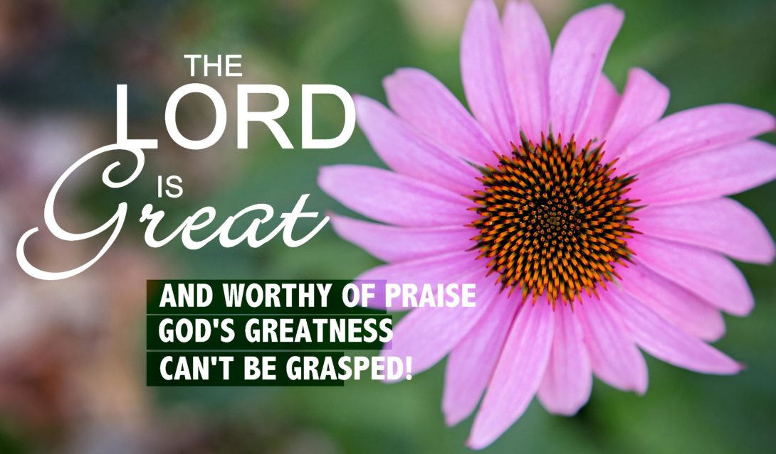 The Lord is great and worthy of praise. God's greatness can't be grasped!